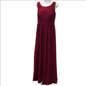 JJ House Cherry Red Sleeveless Chiffon Formal Maxi Dress Bridesmaid Prom